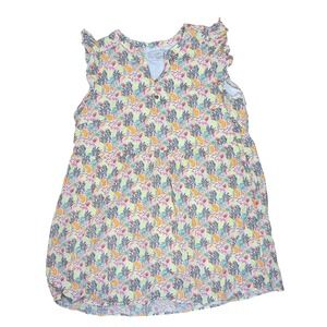 LOFT Tropical Jungle Print Ruffle Sleeve Babydoll A Line Dress XXL Leopard